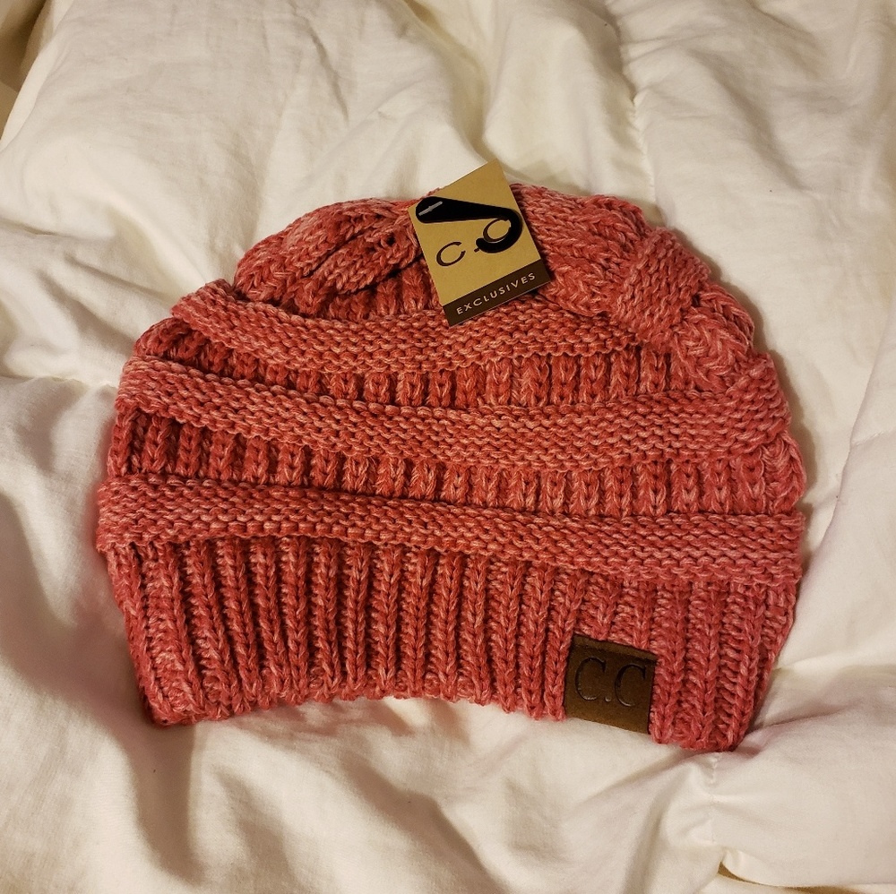 C.C. brand rusty dark pink winter knit hat